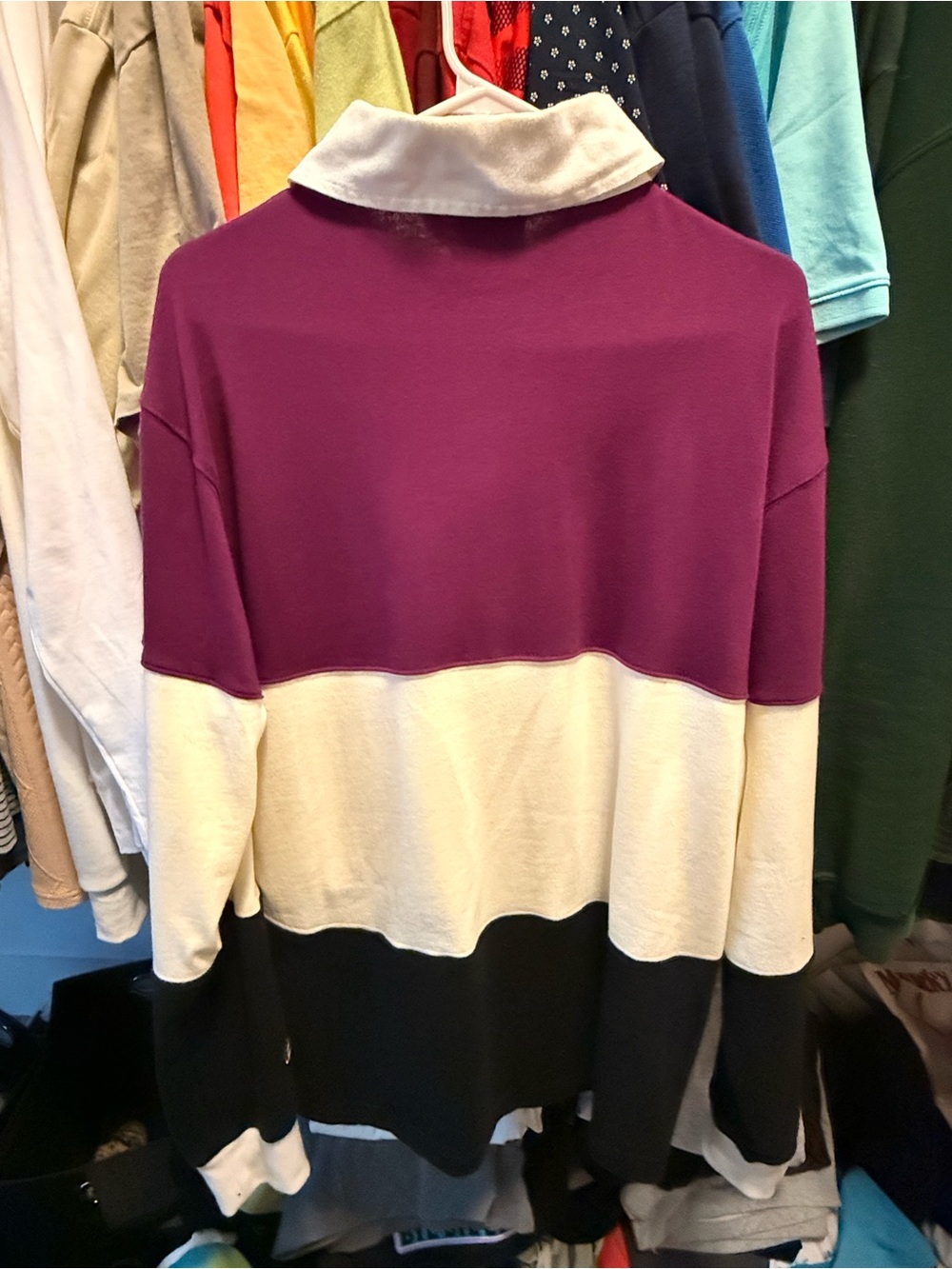 Champion Colorblock Rugby Polo in Purple, Cream, Black - Picture 2 of 2